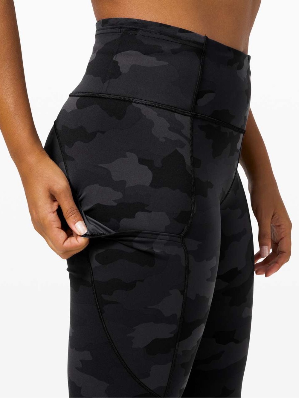 Lululemon Fast and Free Tight Leggings Non-Reflective Camo Deep Coal Black - Picture 3 of 14
